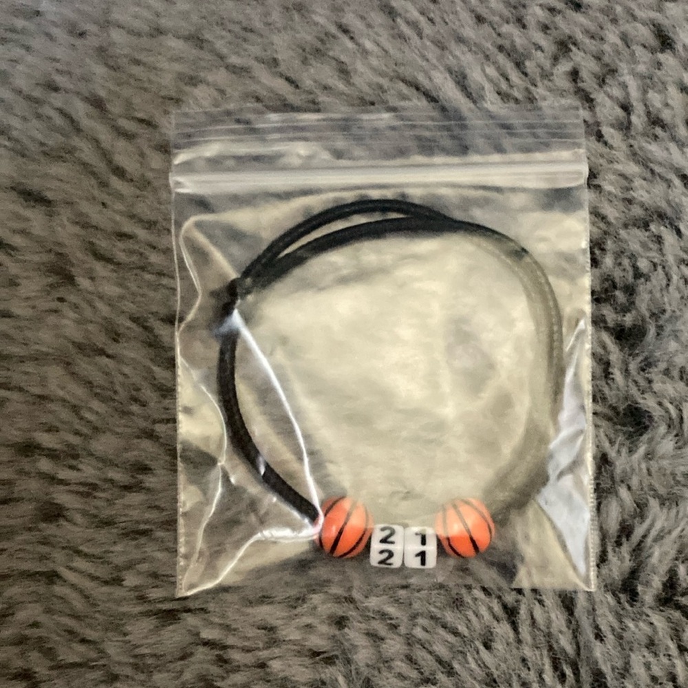 Black Cord Bracelet with Orange Beads